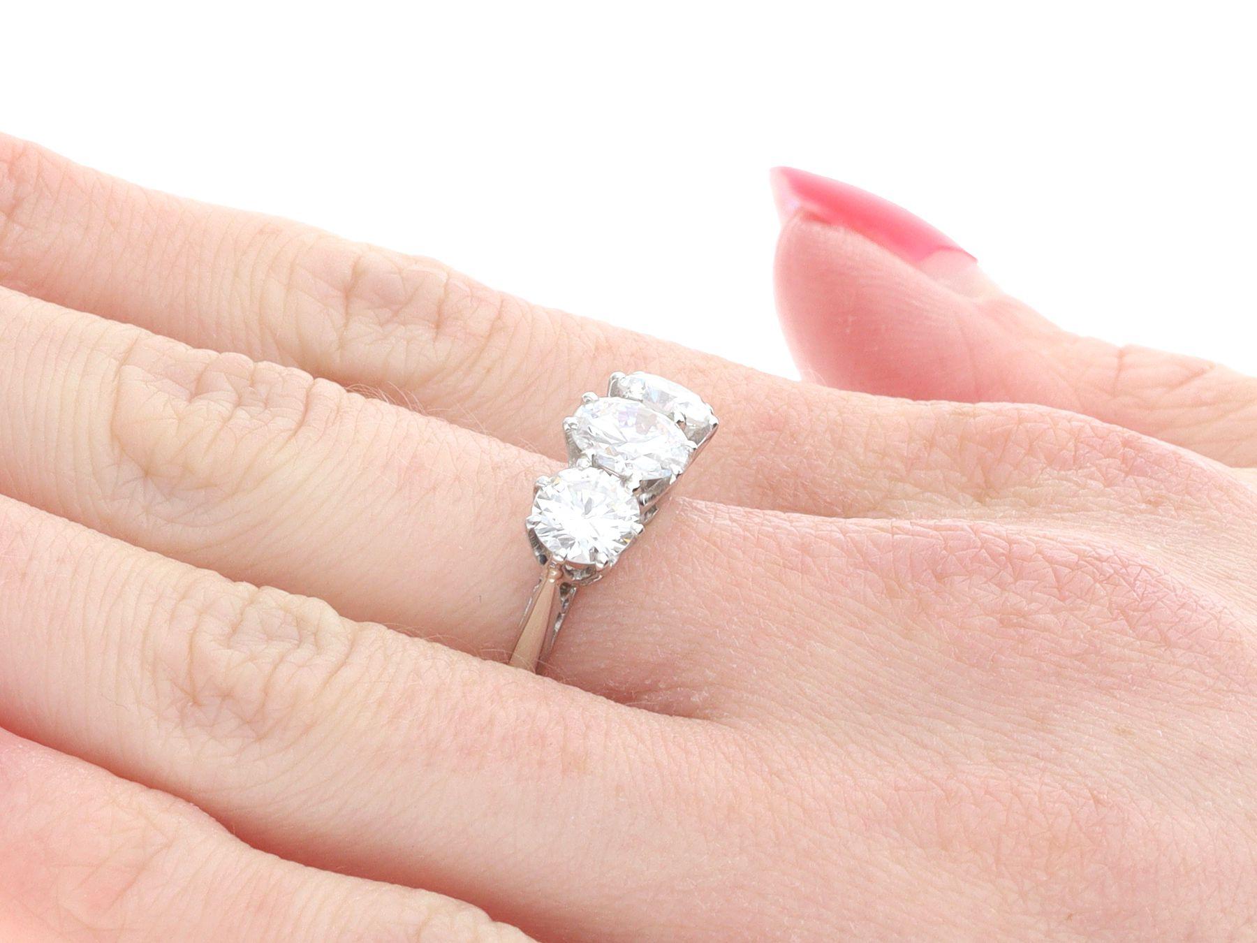 Antique 2.05 Carat Diamond and Platinum Trilogy Engagement Ring 2