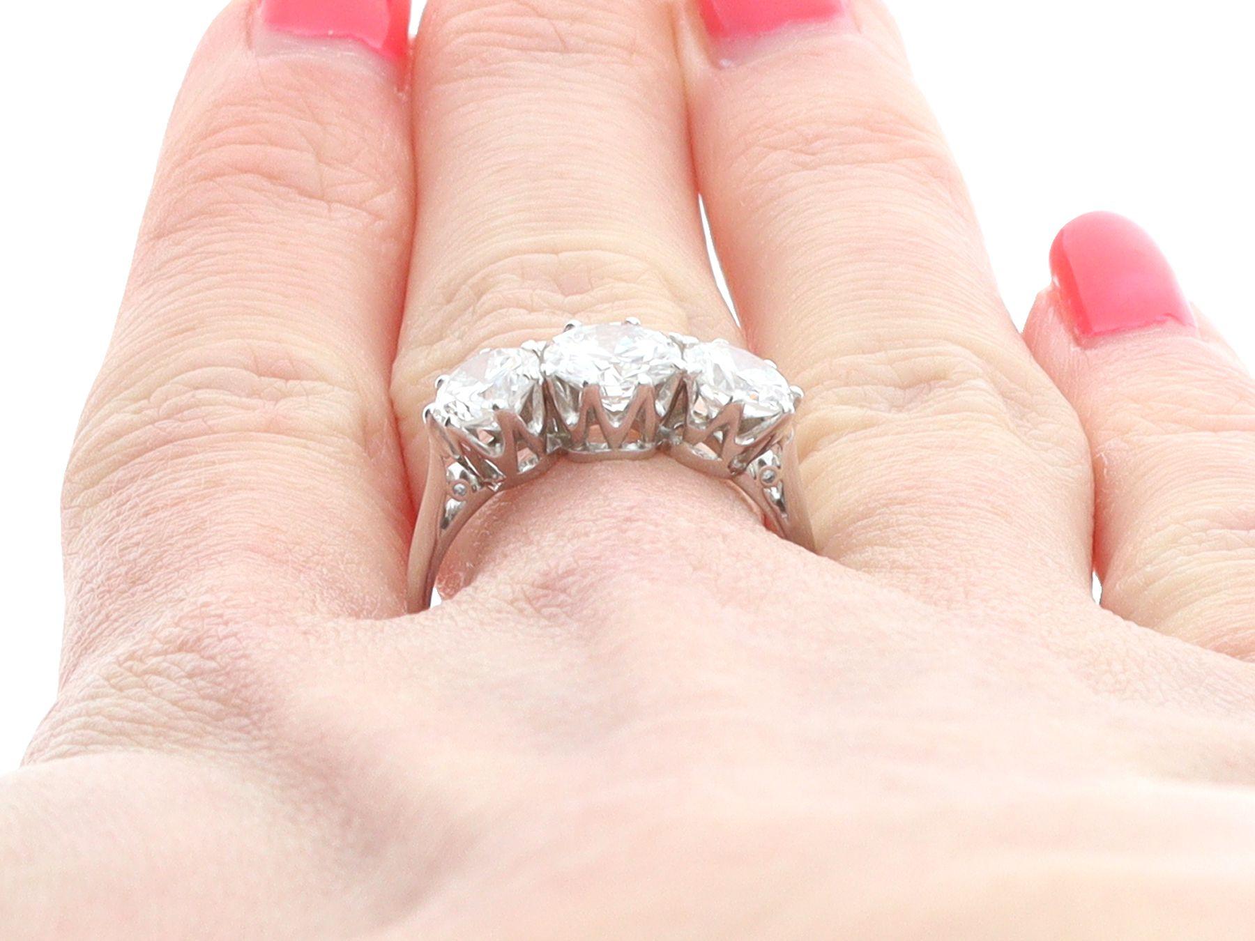 Antique 2.05 Carat Diamond and Platinum Trilogy Engagement Ring 3
