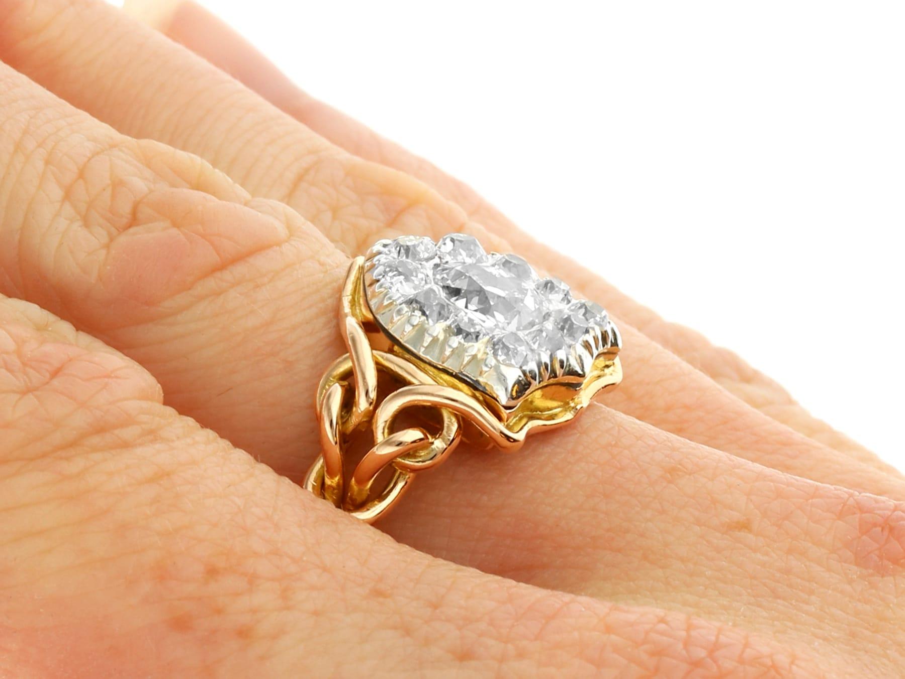Antique 2.05 Carat Diamond and Yellow Gold Dress Ring  For Sale 1