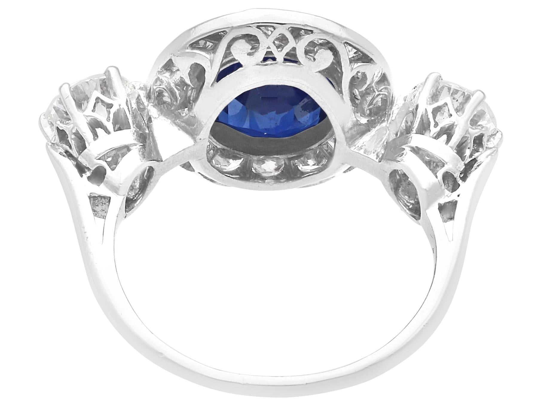 Antique 2.05 Carat Sapphire and 1.49 Carat Diamond, Platinum Ring Circa 1930 For Sale 1