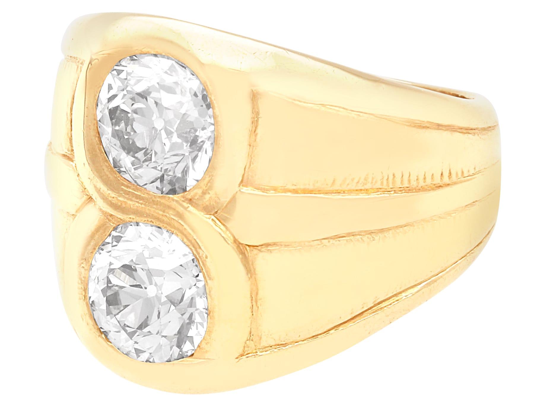 Antique 2.07 Carat Diamond and 14k Yellow Gold Ring Circa 1920 In Excellent Condition For Sale In Jesmond, Newcastle Upon Tyne