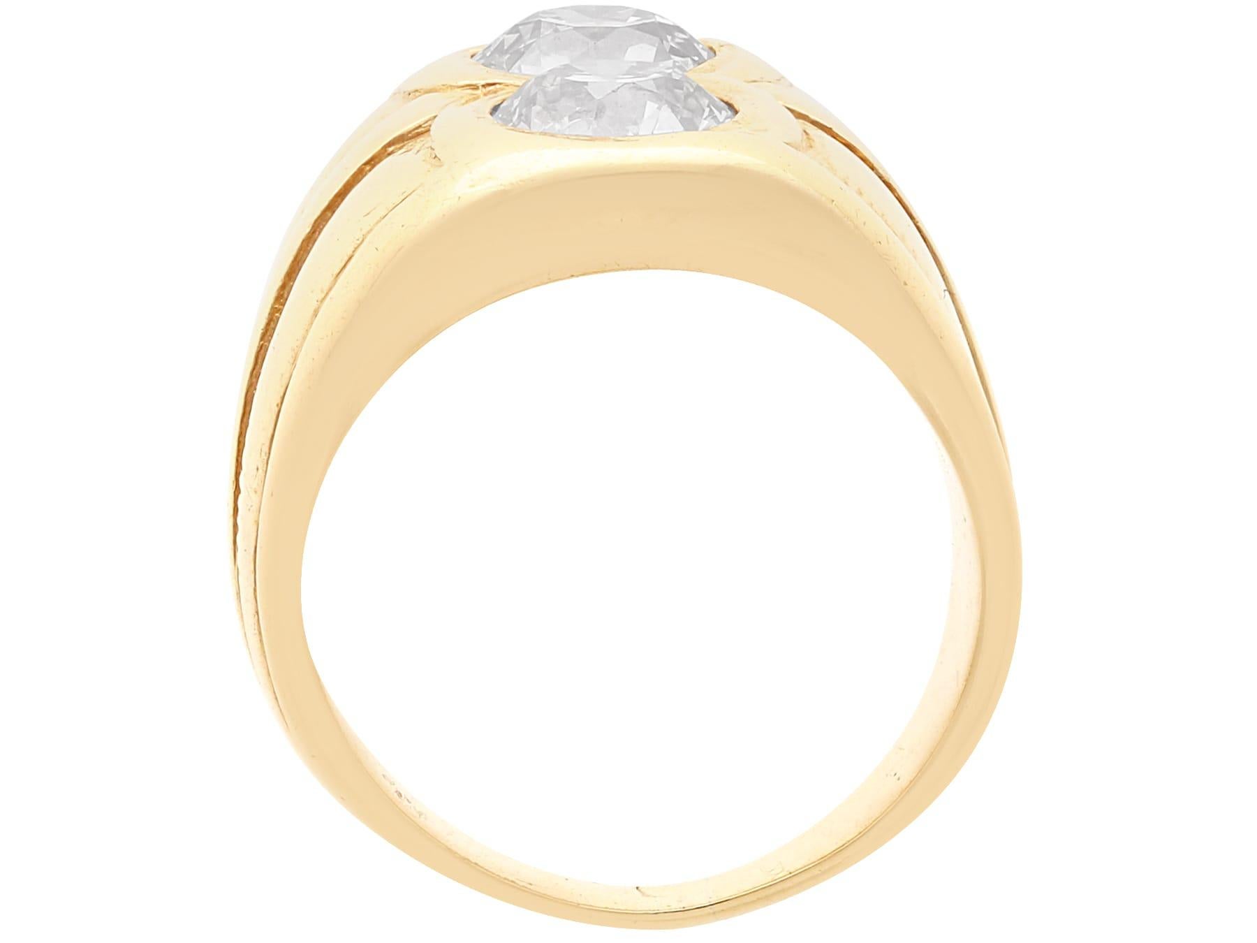 Antique 2.07 Carat Diamond and 14k Yellow Gold Ring Circa 1920 For Sale 1
