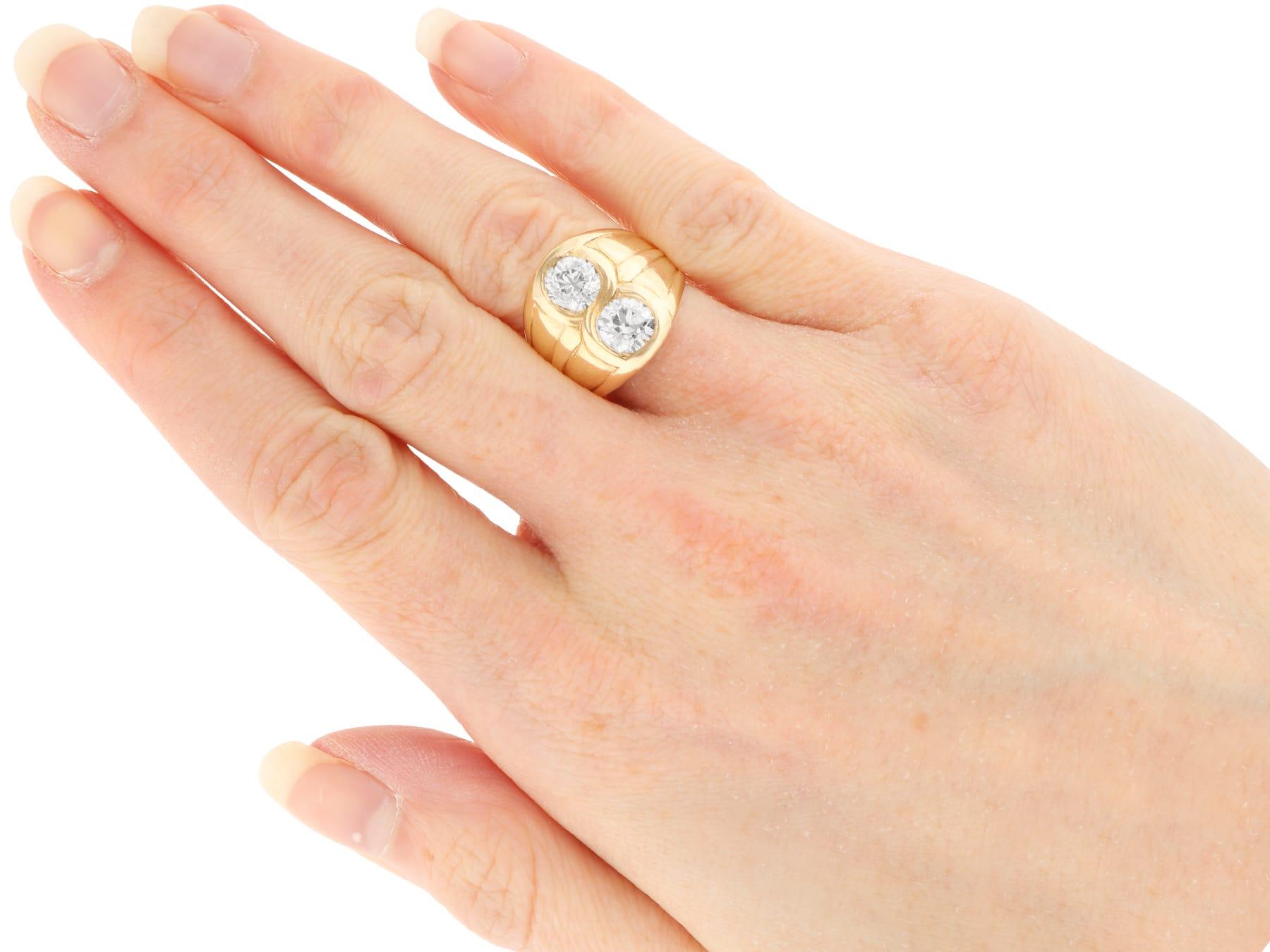 Antique 2.07 Carat Diamond and 14k Yellow Gold Ring Circa 1920 For Sale 2
