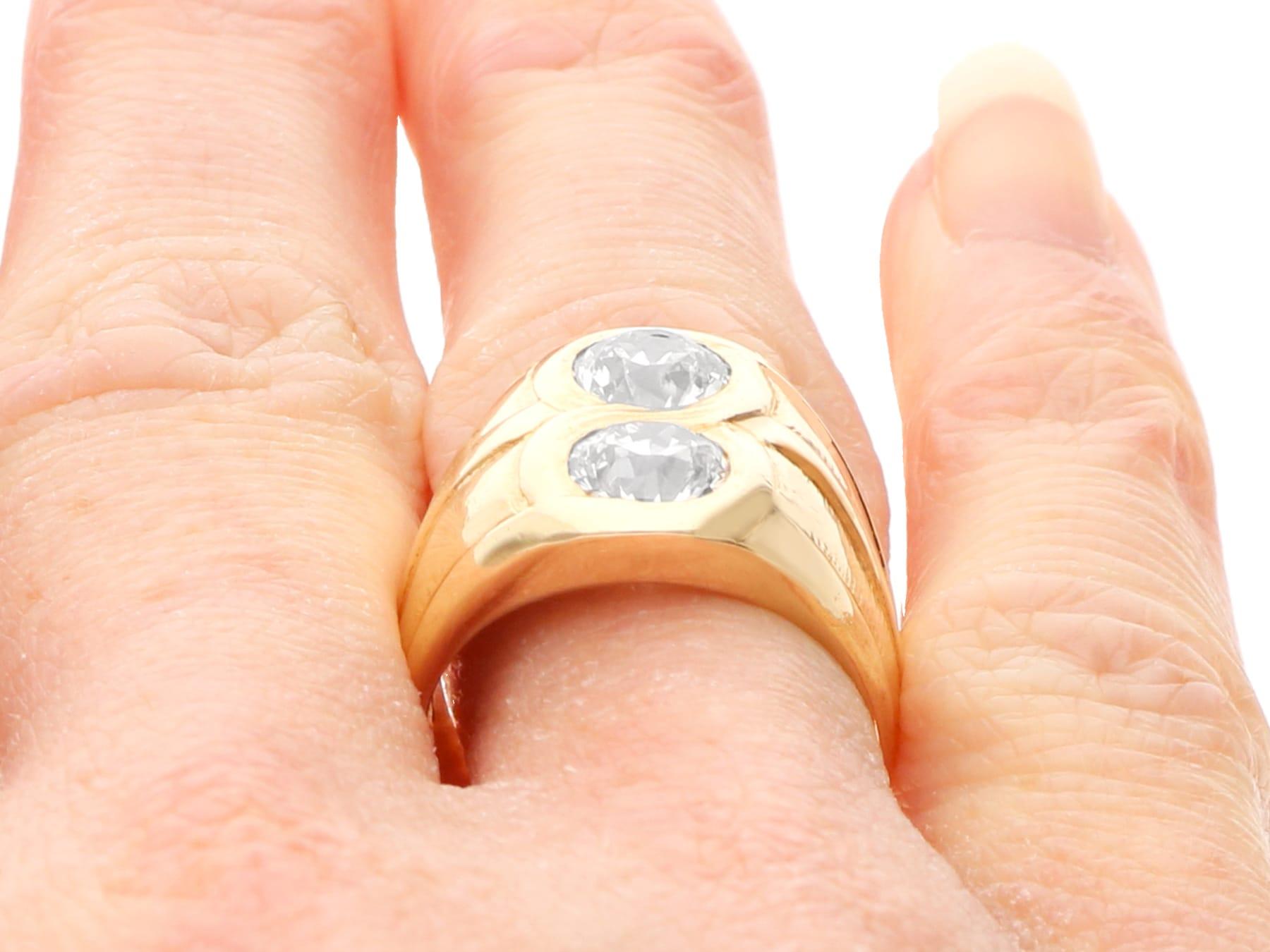 Antique 2.07 Carat Diamond and 14k Yellow Gold Ring Circa 1920 For Sale 4