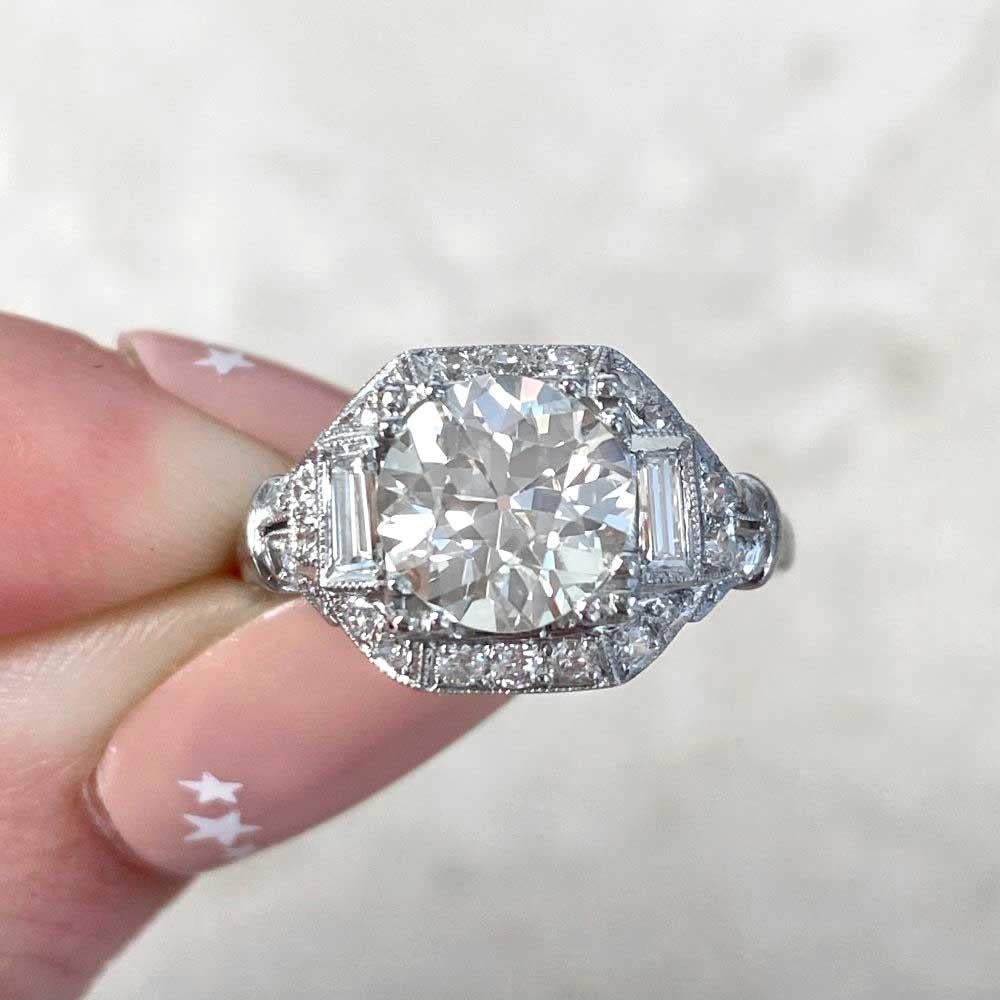 Antique 2.08ct Old European Cut Diamond Engagement Ring, VS1 Clarity, Platinum For Sale 5