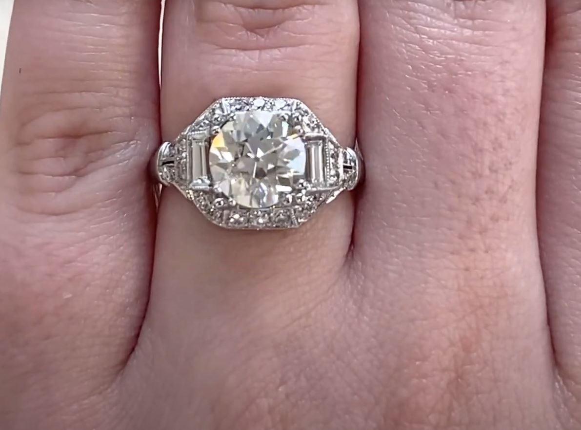 Women's Antique 2.08ct Old European Cut Diamond Engagement Ring, VS1 Clarity, Platinum For Sale