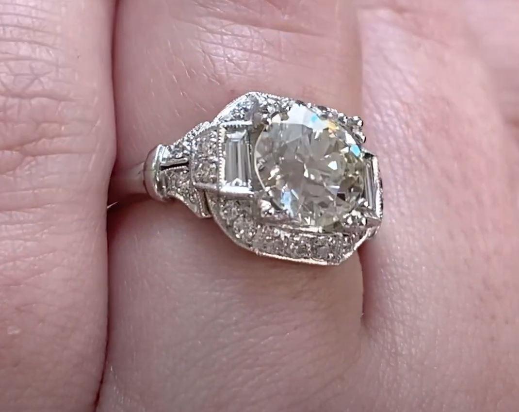 Antique 2.08ct Old European Cut Diamond Engagement Ring, VS1 Clarity, Platinum For Sale 1