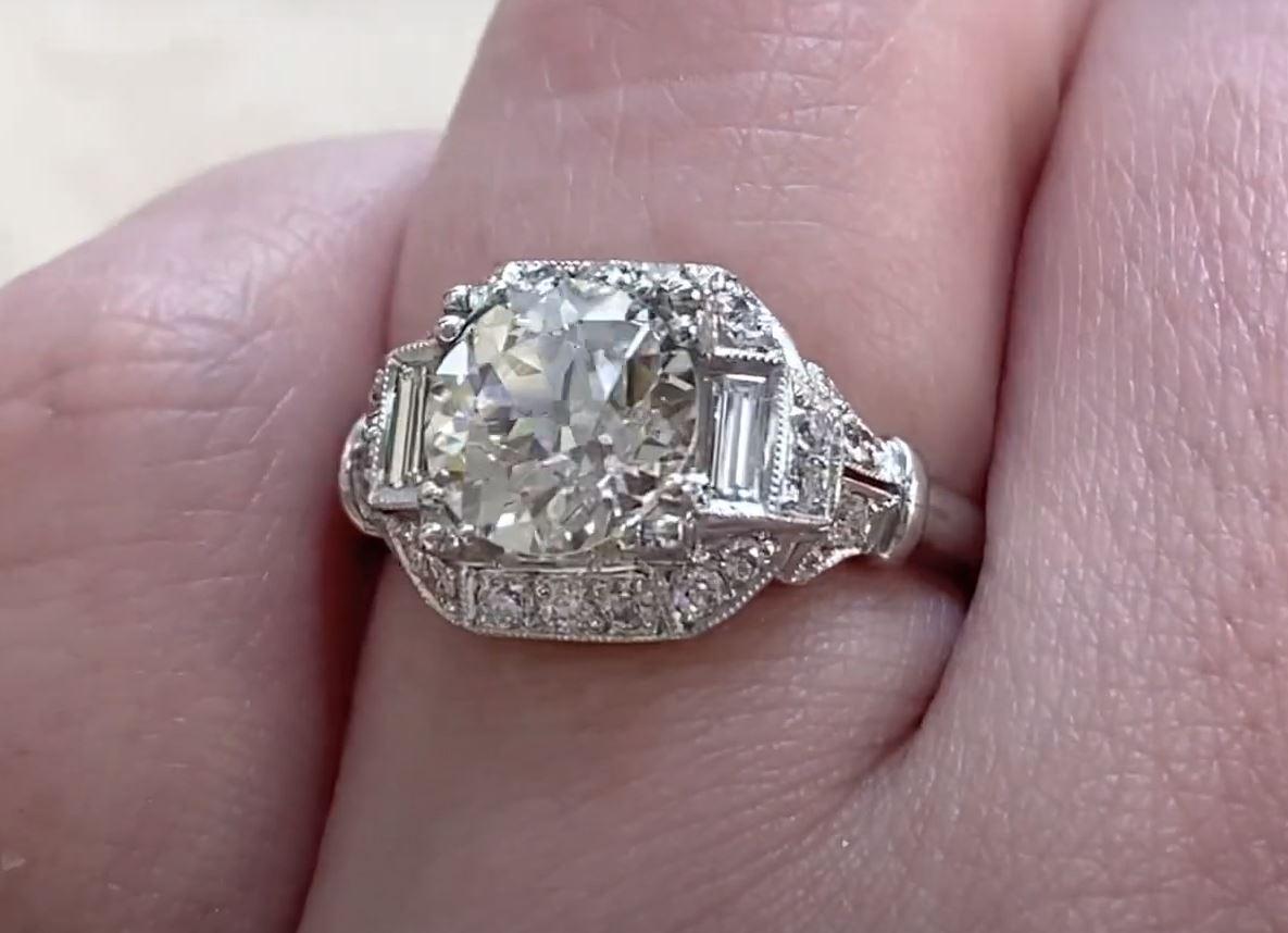 Antique 2.08ct Old European Cut Diamond Engagement Ring, VS1 Clarity, Platinum For Sale 2