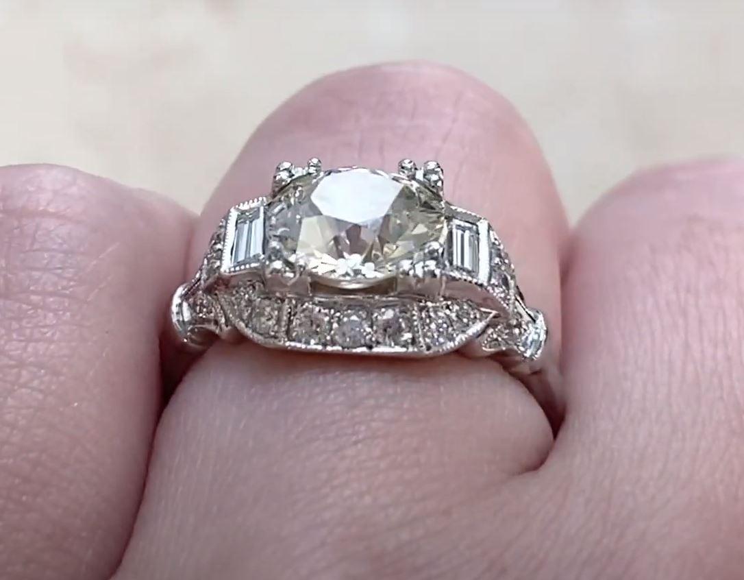 Antique 2.08ct Old European Cut Diamond Engagement Ring, VS1 Clarity, Platinum For Sale 3