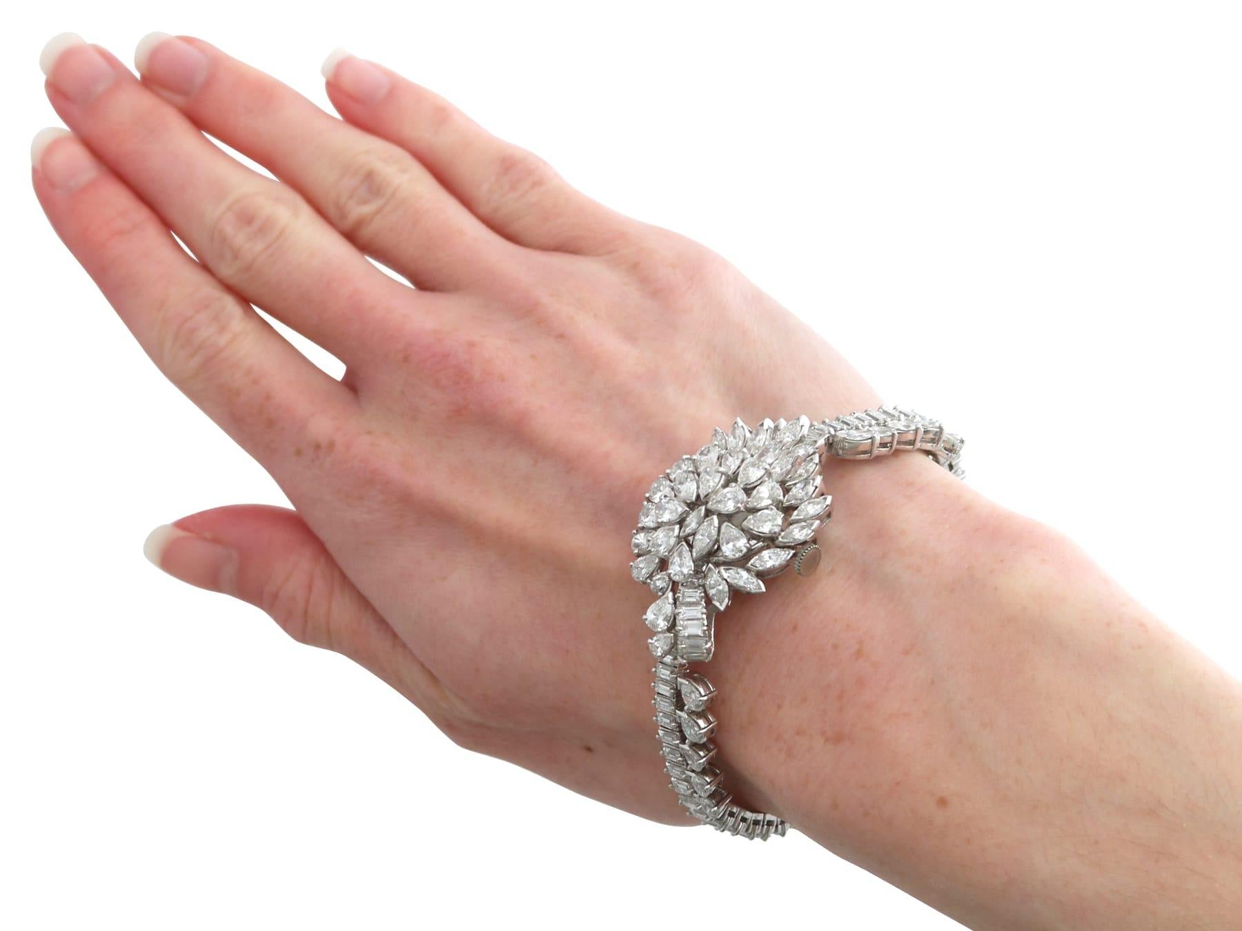 Antique 20.90 Carat Diamond, Platinum and Palladium Cocktail Watch Circa 1925 10