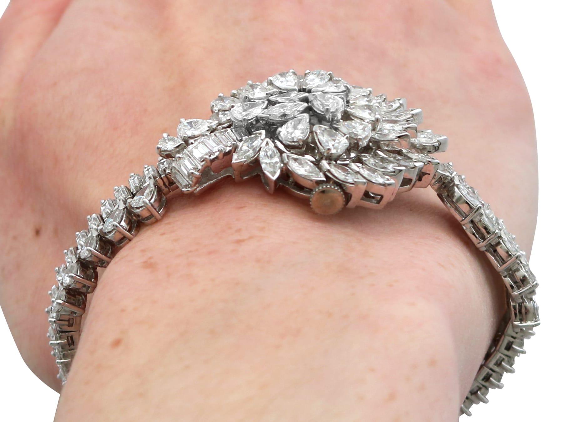 Antique 20.90 Carat Diamond, Platinum and Palladium Cocktail Watch Circa 1925 12