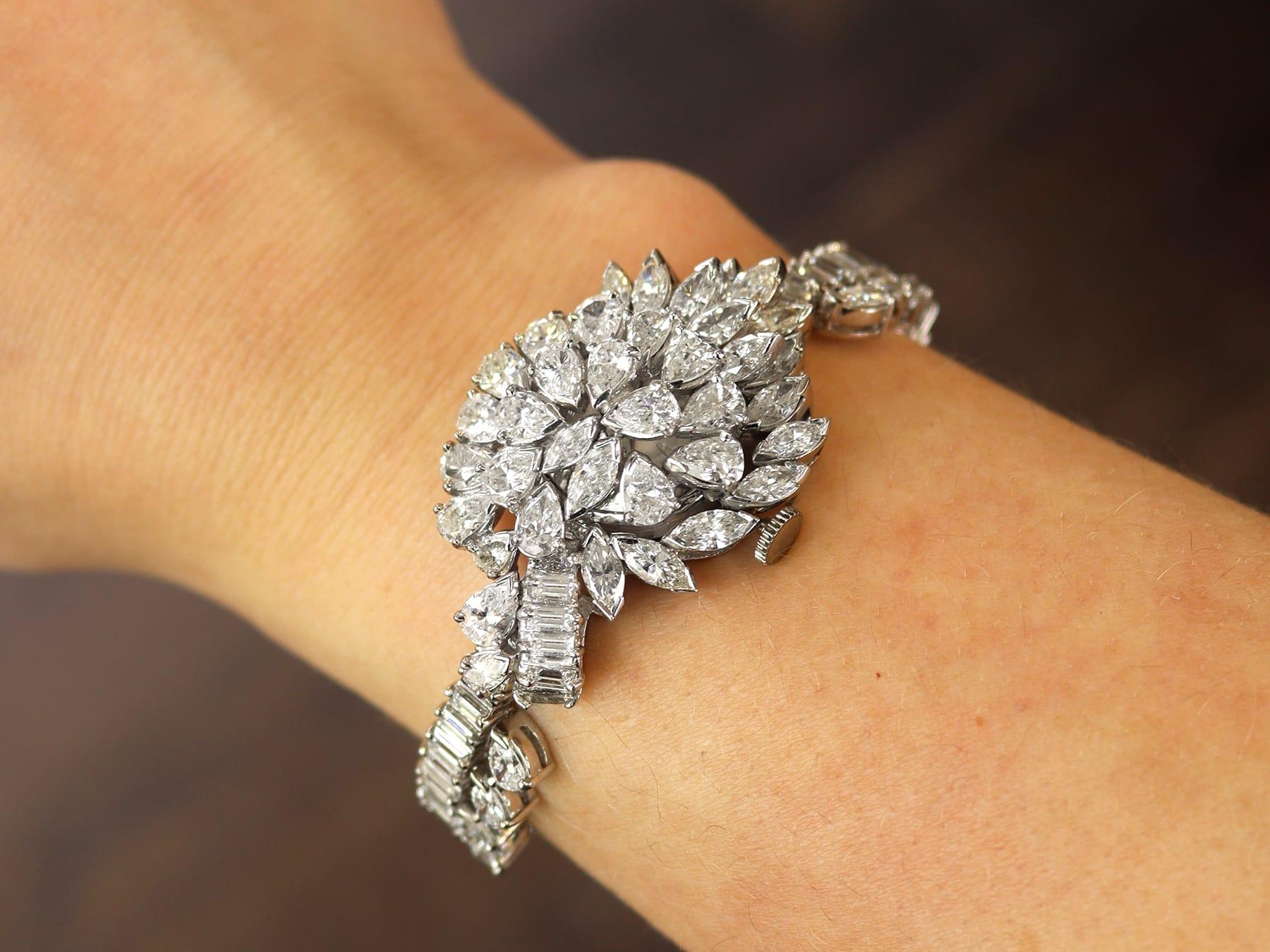 Marquise Cut Antique 20.90 Carat Diamond, Platinum and Palladium Cocktail Watch Circa 1925