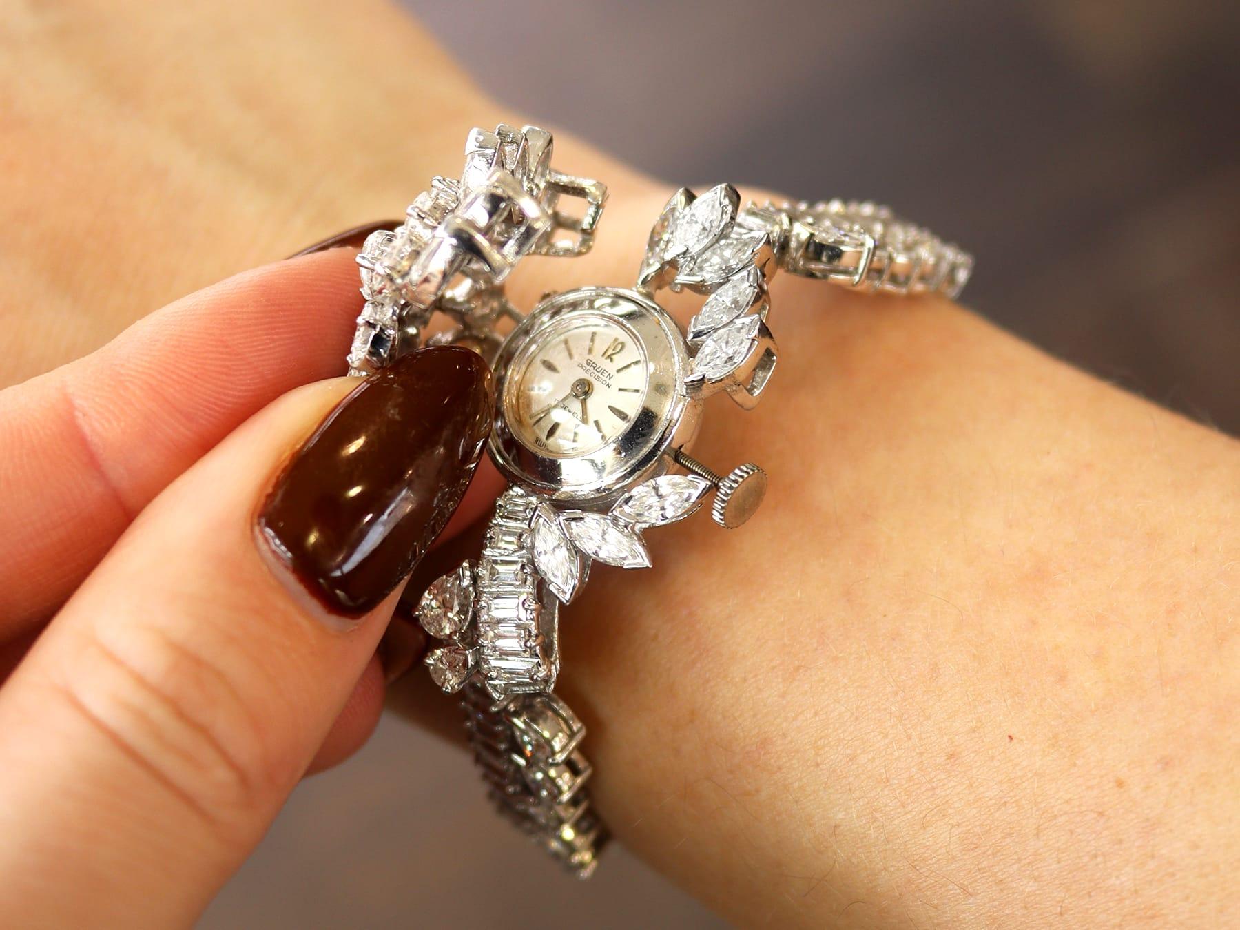 Antique 20.90 Carat Diamond, Platinum and Palladium Cocktail Watch Circa 1925 In Excellent Condition In Jesmond, Newcastle Upon Tyne