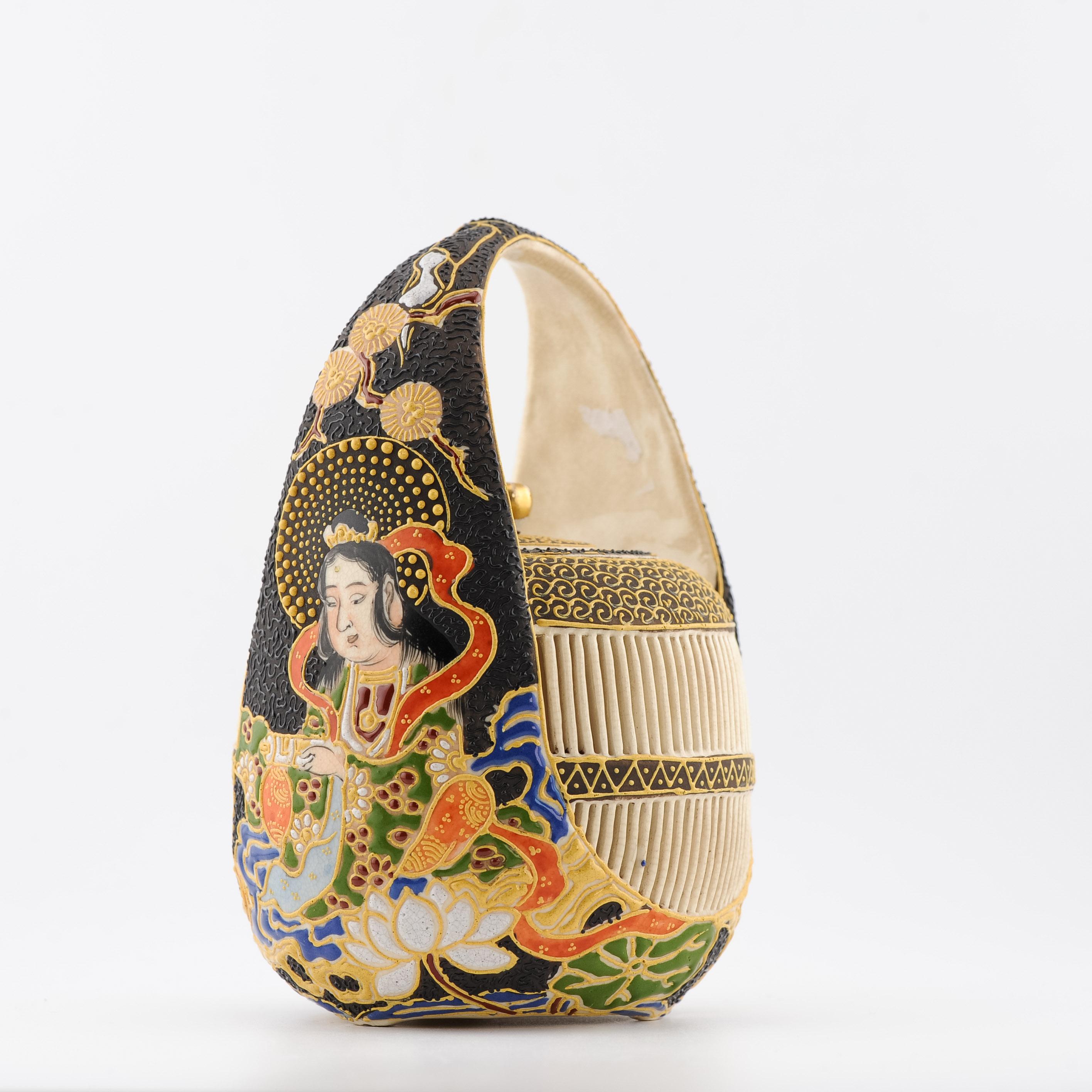 19th Century Antique 20C Japanese Satsuma Vase Cricket Box Earthenware Japan