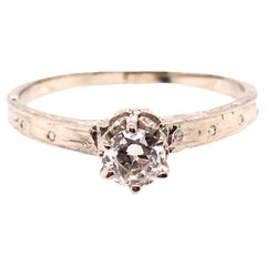 Edwardianischer Diamant-Verlobungsring .20 Karat Einzelschliff Original 1910''s Antik 14K