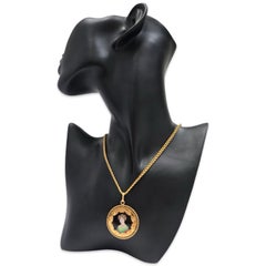 Antique 20K Gold Portrait Miniature Pendant on 27 Inch Chain