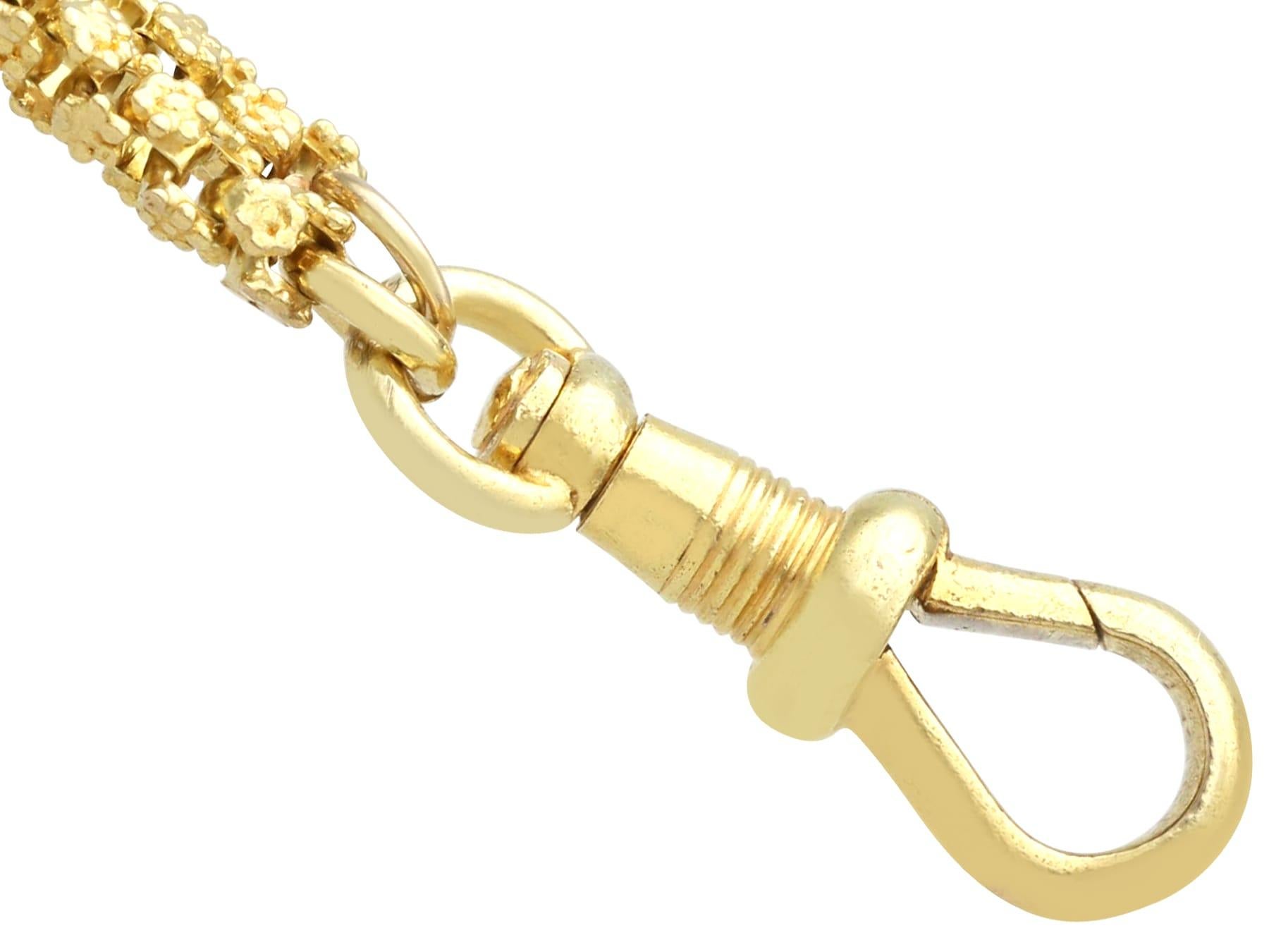 Antique 20k Yellow Gold Longuard Chain Circa 1900 For Sale 2