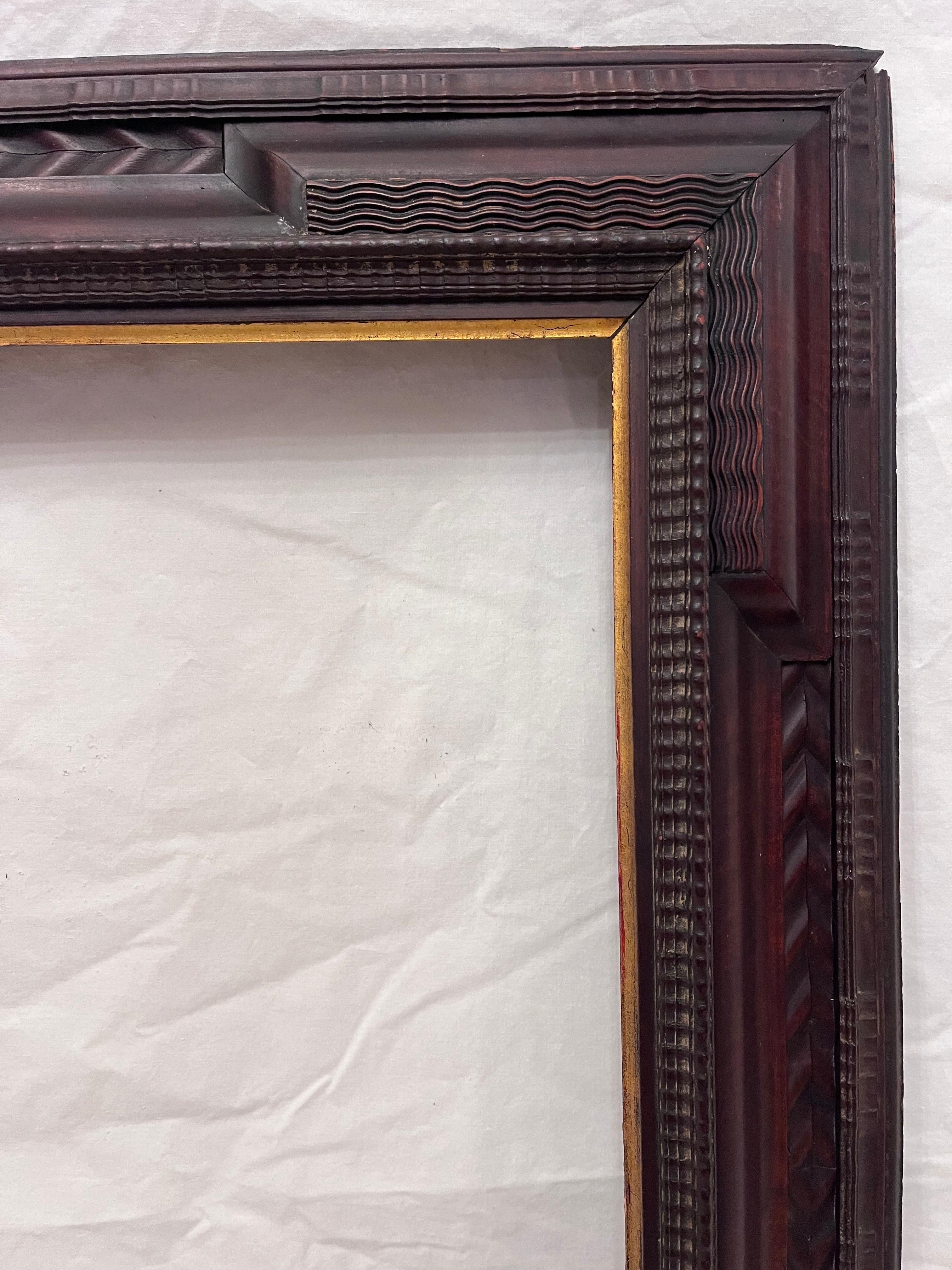 20th Century Antique 20th C Ornate Dutch Ripple Eared Corner Style Picture Frame 30 x 21