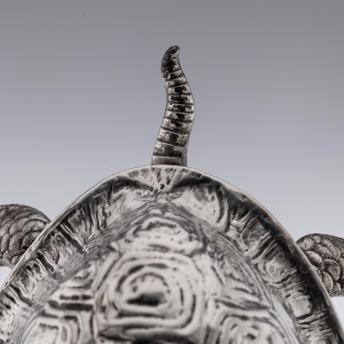 Antique 20th Cen English Solid Silver Novelty Tortoise Desk Bell, Chester c.1923 10