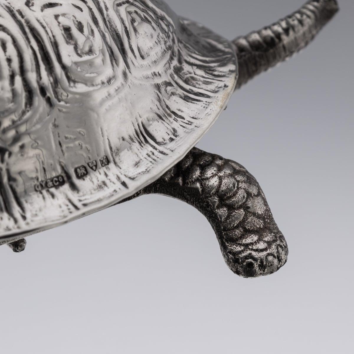 Antique 20th Cen English Solid Silver Novelty Tortoise Desk Bell, Chester c.1923 12