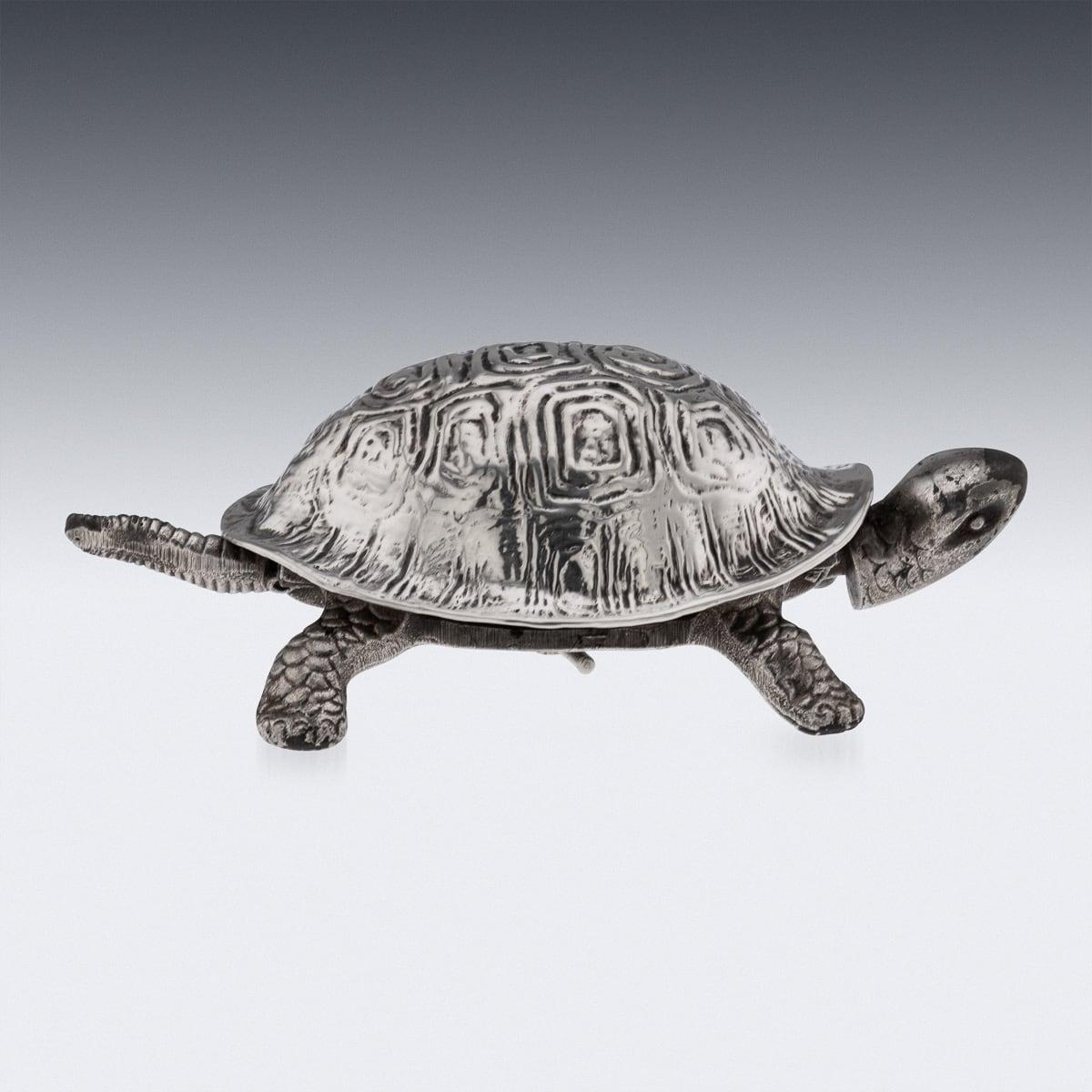 Antique 20th Cen English Solid Silver Novelty Tortoise Desk Bell, Chester c.1923 In Good Condition In Royal Tunbridge Wells, Kent