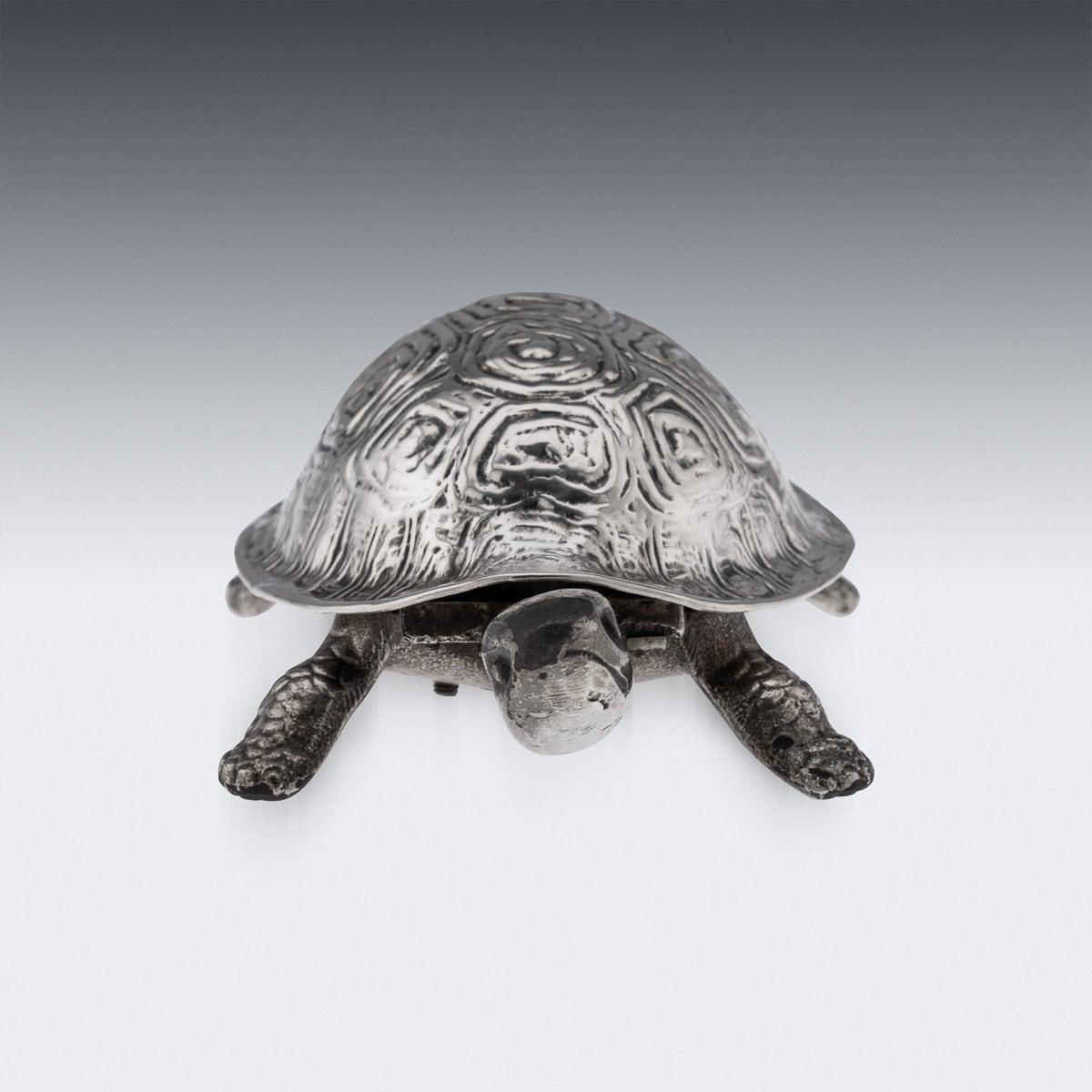 20th Century Antique 20th Cen English Solid Silver Novelty Tortoise Desk Bell, Chester c.1923