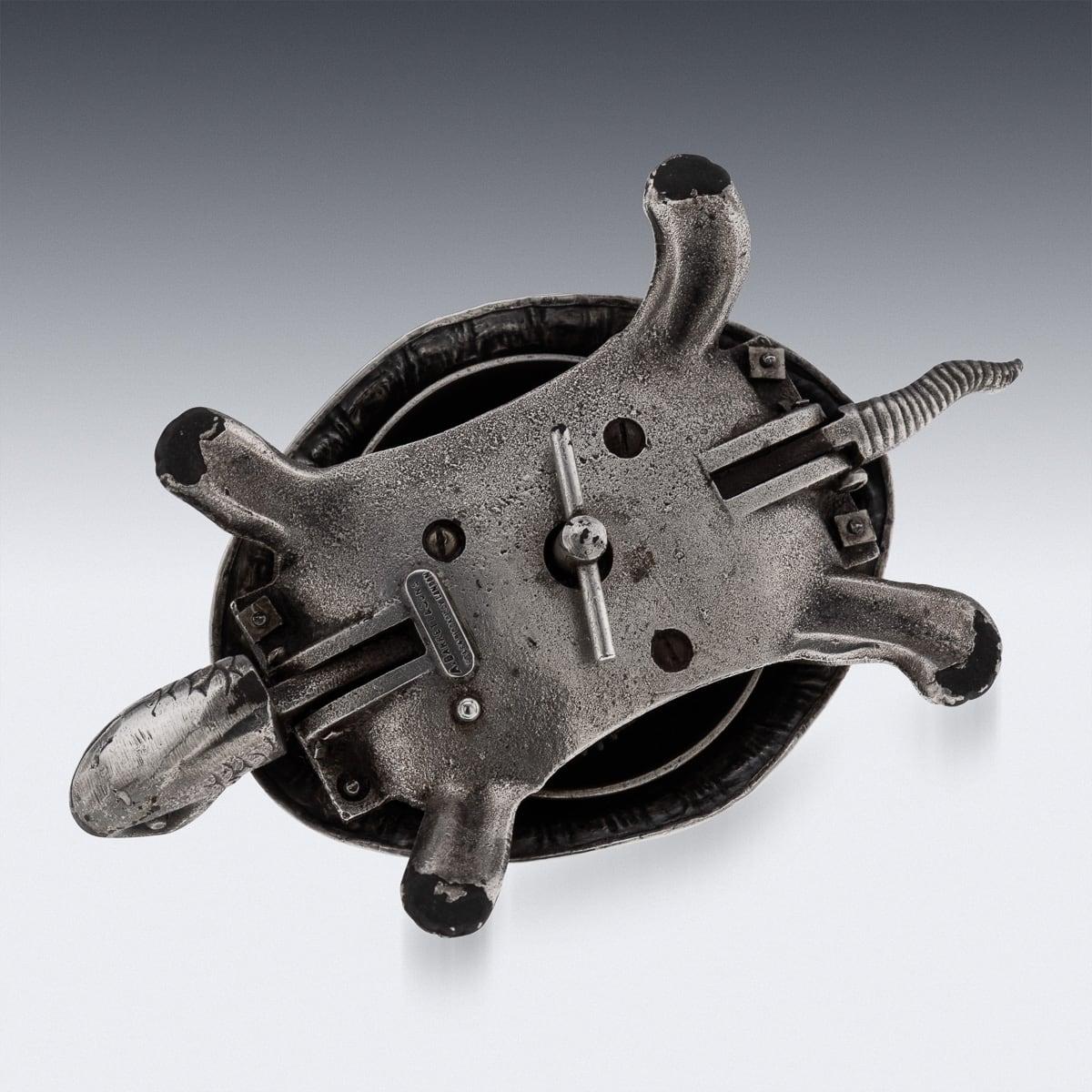 Antique 20th Cen English Solid Silver Novelty Tortoise Desk Bell, Chester c.1923 2