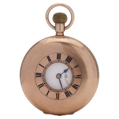 Antique 20th-century 9kt rose gold half-hunter pocket watch