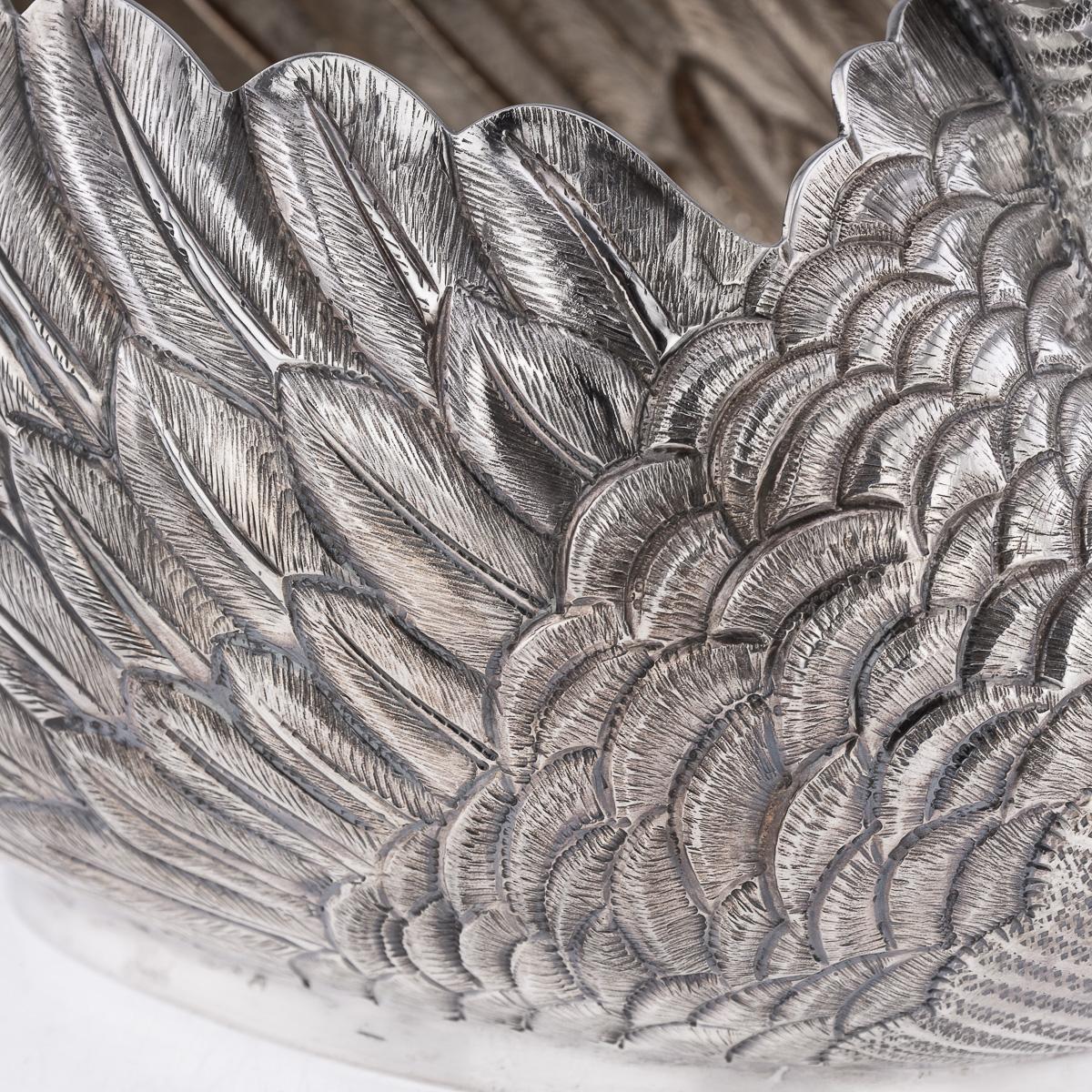 Antique 20th Century American Solid Silver Swan Jardiniere, Tiffany & Co c.1902 For Sale 8