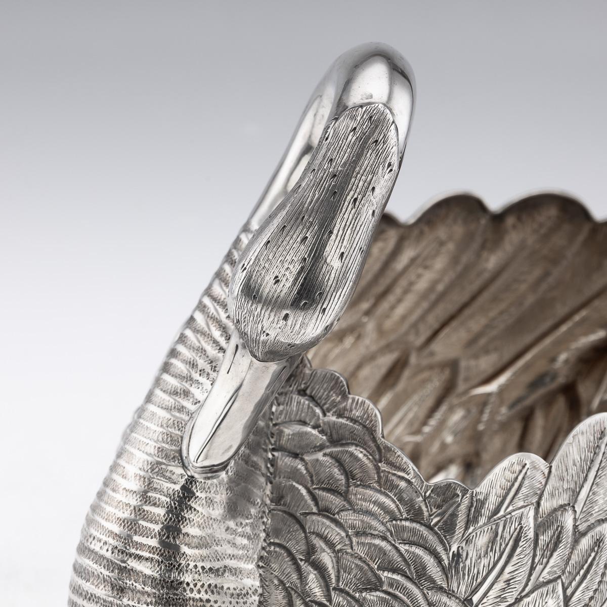 Antique 20th Century American Solid Silver Swan Jardiniere, Tiffany & Co c.1902 For Sale 10
