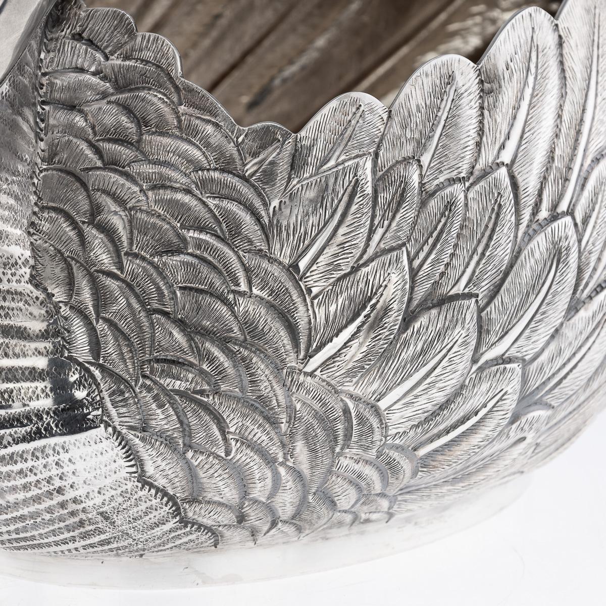 Antique 20th Century American Solid Silver Swan Jardiniere, Tiffany & Co c.1902 For Sale 12
