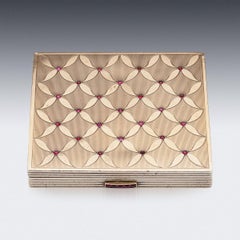 Antique 20th Century Art Deco 18K Gold, Silver & Ruby Compact, Paris c.1930