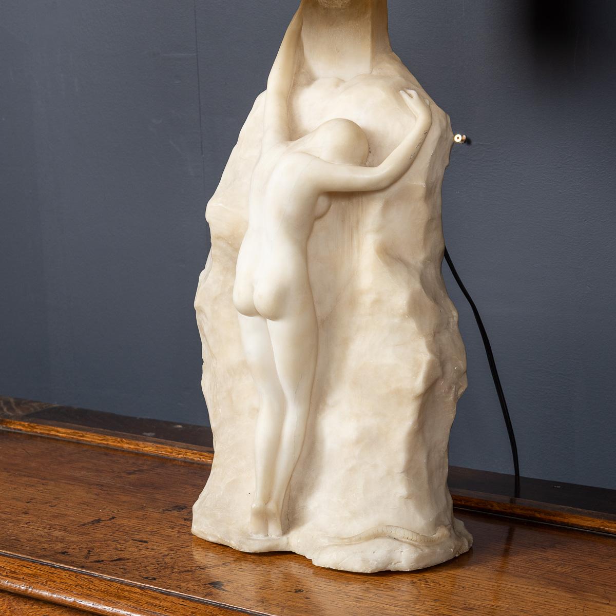 Antike geschnitzte Art-Déco-Lampe aus weißem Marmor des 20. Jahrhunderts, um 1920 im Angebot 14