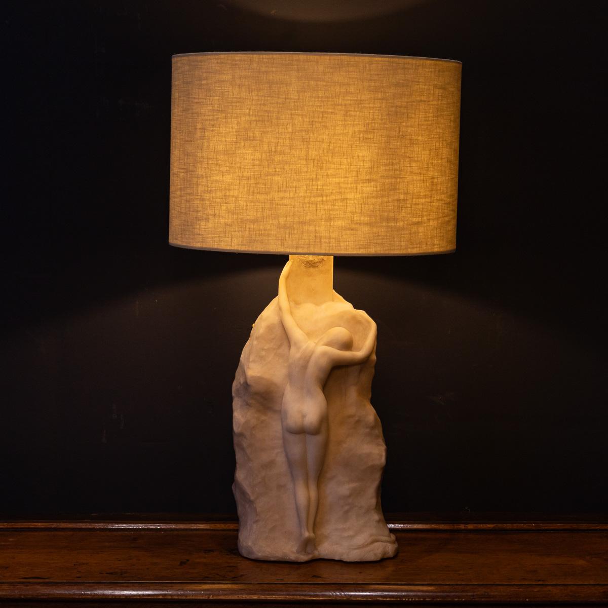 Antike geschnitzte Art-Déco-Lampe aus weißem Marmor des 20. Jahrhunderts, um 1920 (Sonstiges) im Angebot