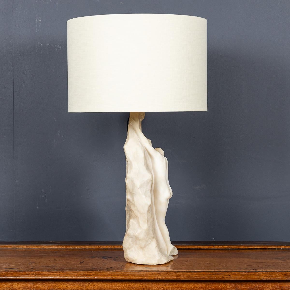 Antike geschnitzte Art-Déco-Lampe aus weißem Marmor des 20. Jahrhunderts, um 1920 im Angebot 2