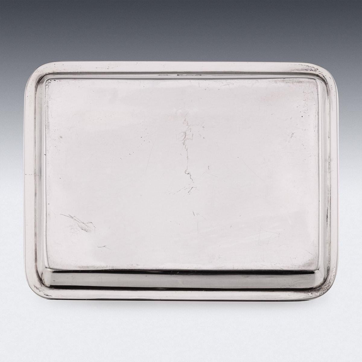 Antique 20th Century Art Deco Solid Silver & Enamel Tray, London c.1919 In Good Condition For Sale In Royal Tunbridge Wells, Kent