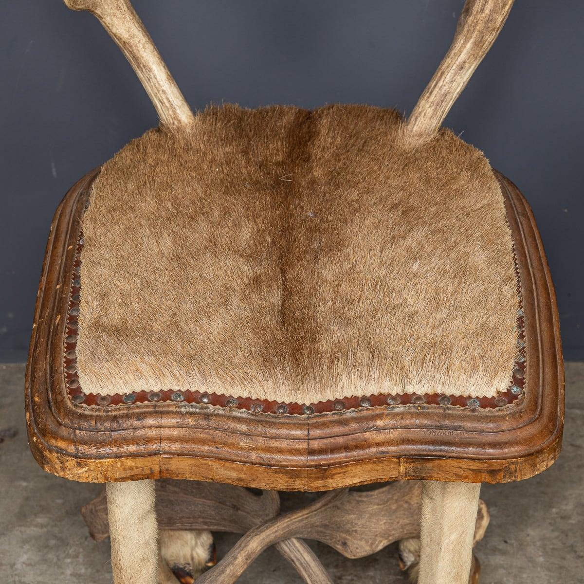Antikes österreichisches Paar Hallenstühle aus Hirschgeweih des 20. Jahrhunderts, um 1900 im Angebot 4