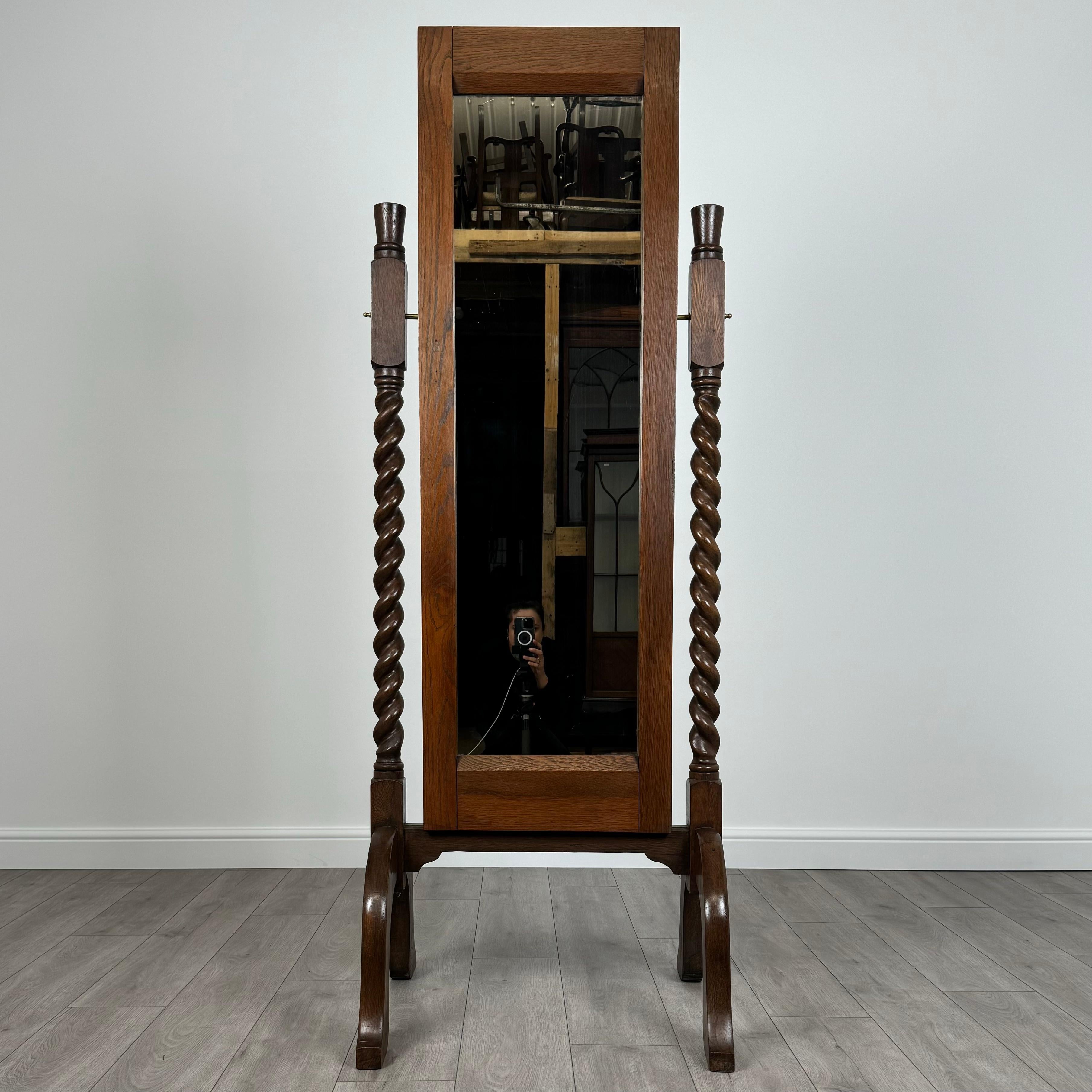 Antico specchio ovale Barley Twist del XX secolo in Oak ( REF AFS-3541 ) in vendita 3