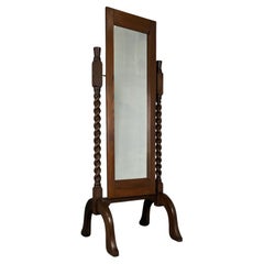 Miroir ancien du 20ème siècle en chêne avec torsion d'orge (REF AF-3541)