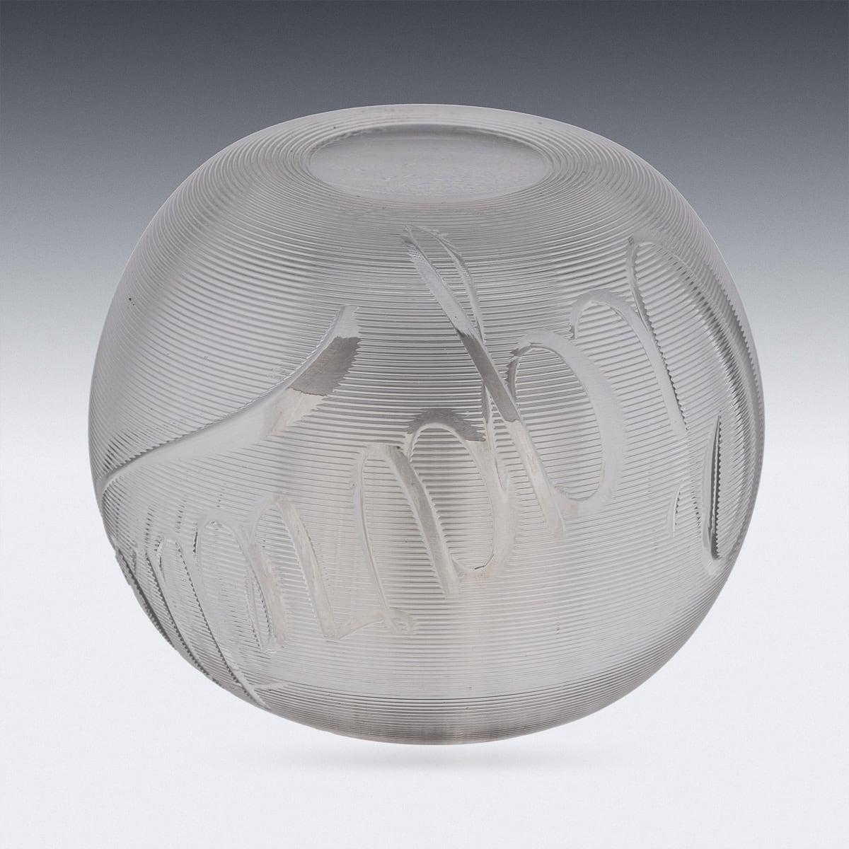 Antique 20th Century British Silver Plate & Engraved Glass Match Striker c.1910 For Sale 3