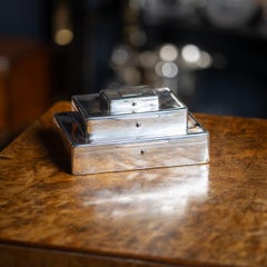 Antique 20th Century British Solid Silver Three-Tier Cigar Box, Asprey c.1913