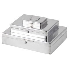 Antique 20th Century British Solid Silver Three-Tier Cigar Box, Asprey c.1913