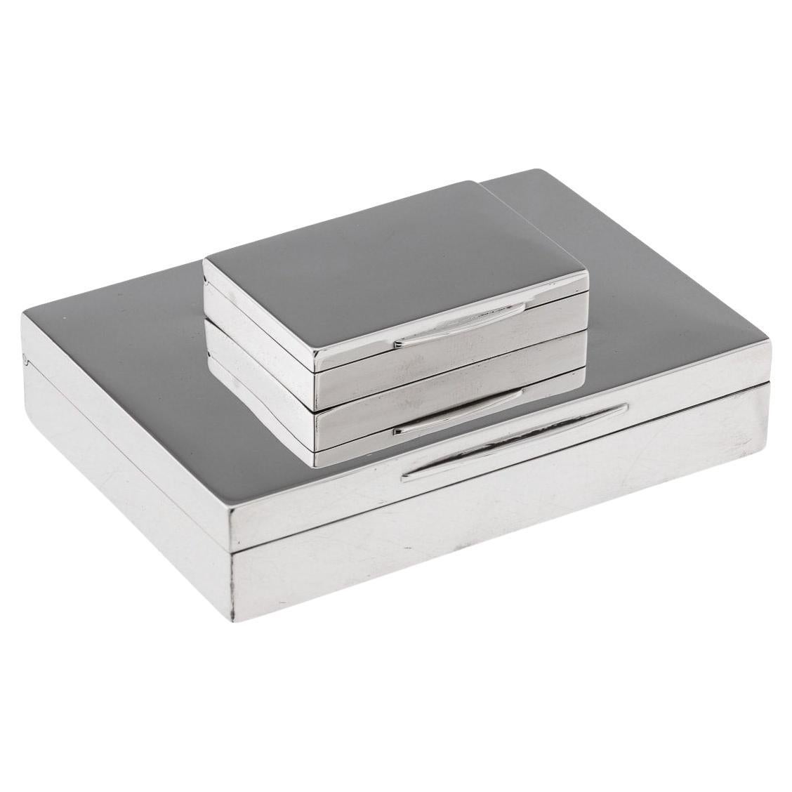 Antique 20th Century British Solid Silver Two-Tier Cigar Box, Asprey & Co c.1920
