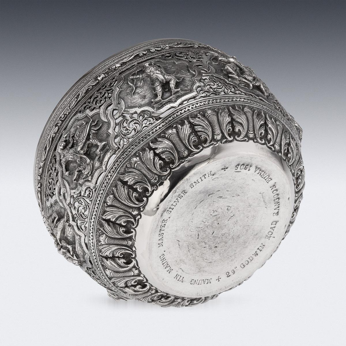 Argent Ancienne coupe birmane en argent massif Maung Yin Maung du 20e siècle, Rangoon c.1905 en vente