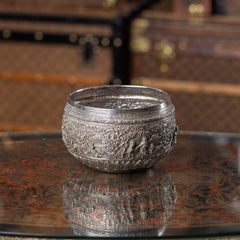 Antique 20th Century Burmese Repoussé Solid Silver "Jataka Tales" Bowl c.1900