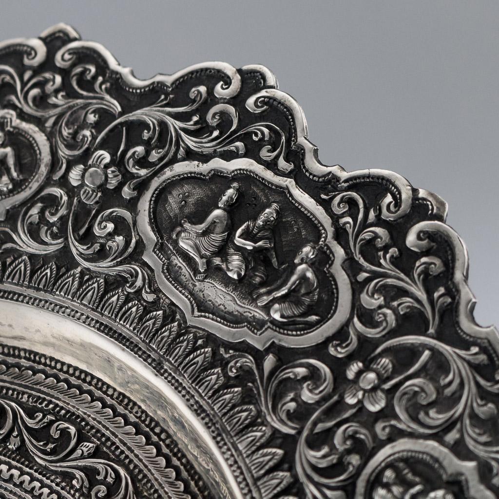 Antique 20th Century Burmese Solid Silver Handcrafted Dish, circa 1900 8