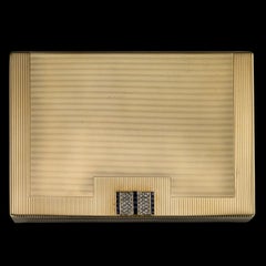 Antique 20th Century Cartier Art Deco 9 Karat Gold, Sapphires, Diamonds, Compact