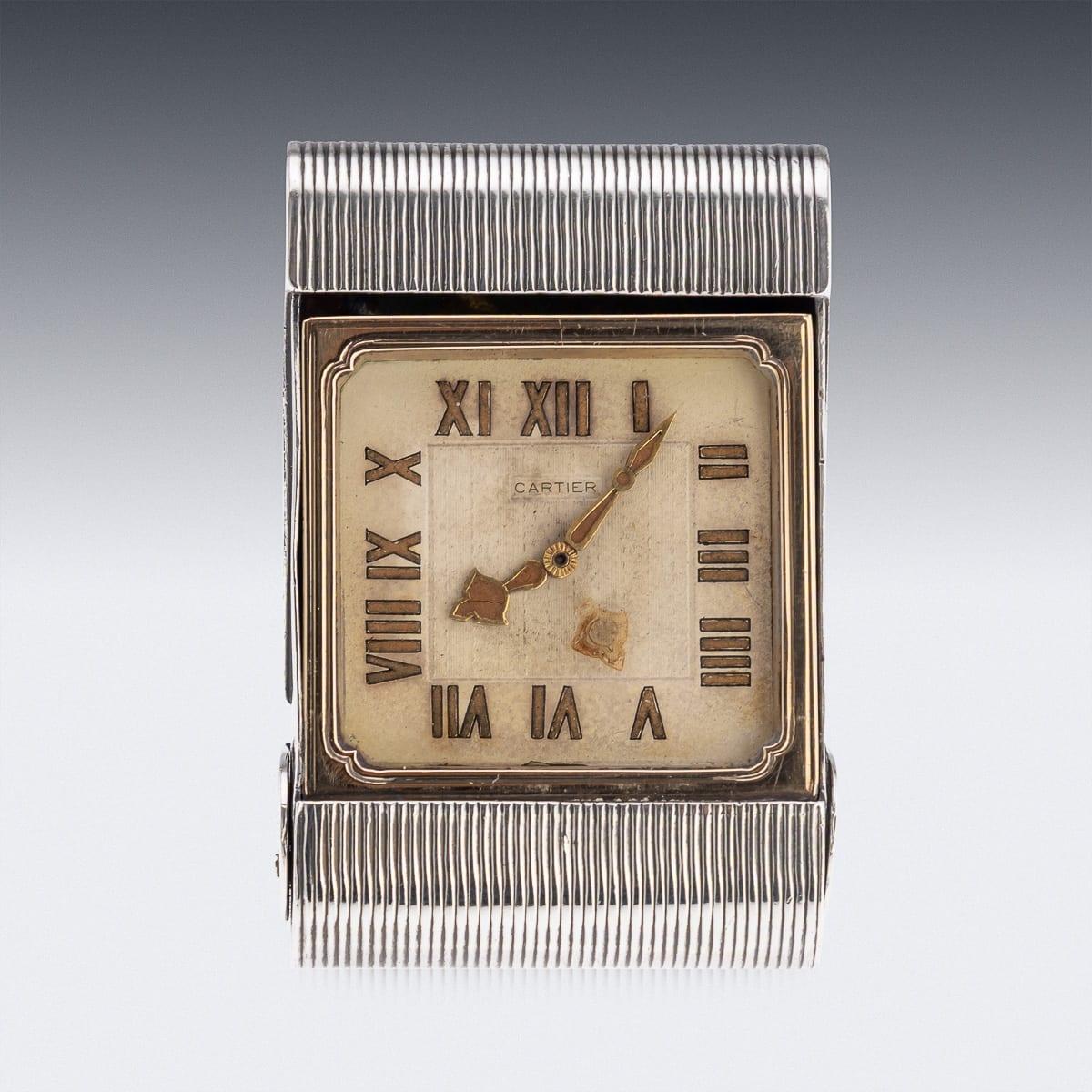 Other Antique 20th Century Cartier Solid Silver Travel Clock c.1908 For Sale