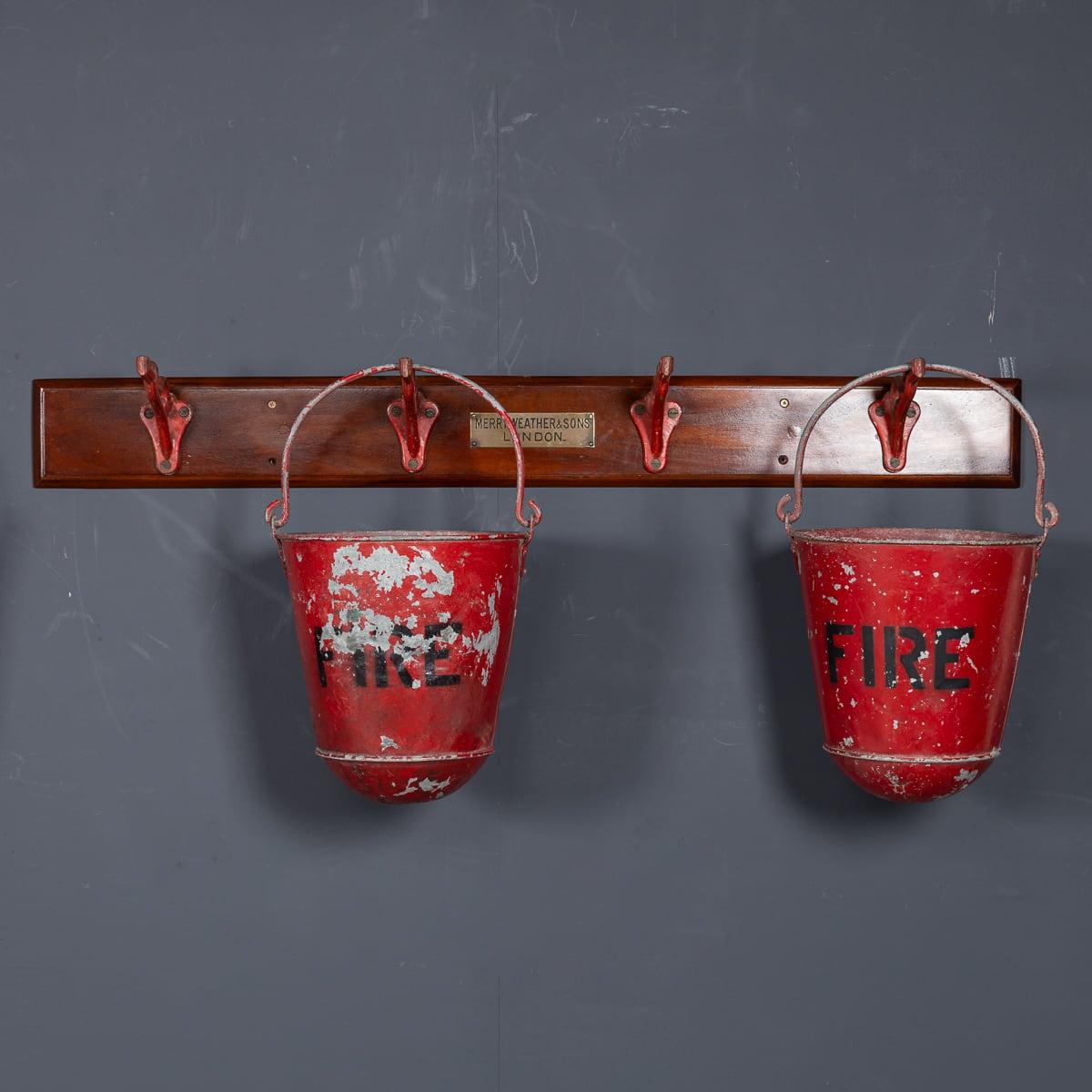 British Antique 20th Century Cast Iron Hooks & Fire Buckets, Merryweather & Sons c.1900