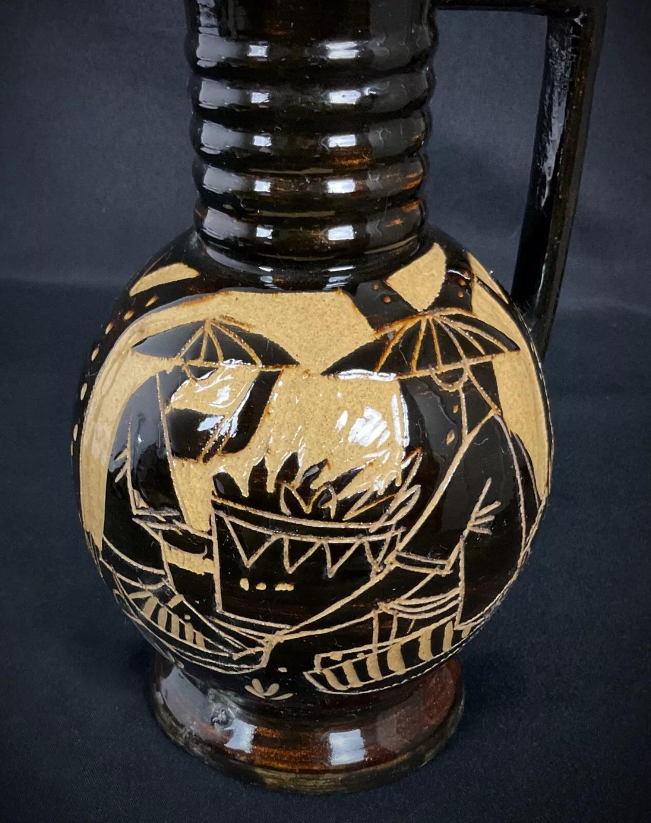 20ième siècle Vase, pichet et cruche anciens en céramique du 20TH CENTURY DESIGN - 2Y434 en vente